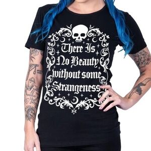 Too Fast Goth Punk Edgar Allen Poe Strangeness Tee NWT 🐦‍⬛